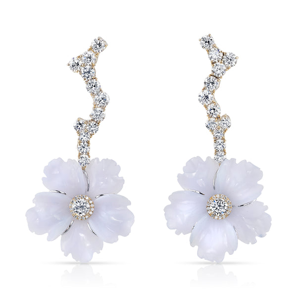 Chalcedony Flower Earrings